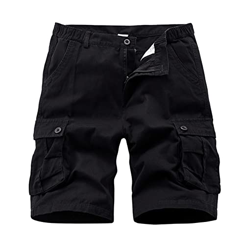 iCKER Herren Cargo Shorts Camouflage Freizeit männer Kurze Hose Lose Fit Baumwolle Bermuda Camo Shorts Sommer,Schwarz,Gr.34 von iCKER