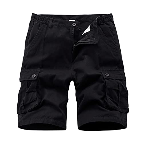 iCKER Herren Cargo Shorts Camouflage Freizeit männer Kurze Hose Lose Fit Baumwolle Bermuda Camo Shorts Sommer,Schwarz,42 von iCKER