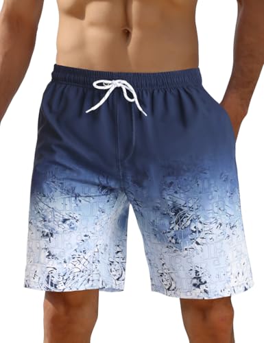 iCKER Herren Shorts Badehose Badeshorts Strand Shorts Beach Shorts Board Shorts Schnelltrocknend für Sommer,Blau STK306,4XL von iCKER