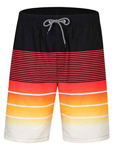 iCKER Herren Shorts Badehose Badeshorts Strand Shorts Beach Shorts Board Shorts Schnelltrocknend für Sommer,Gelb-S1,M von iCKER