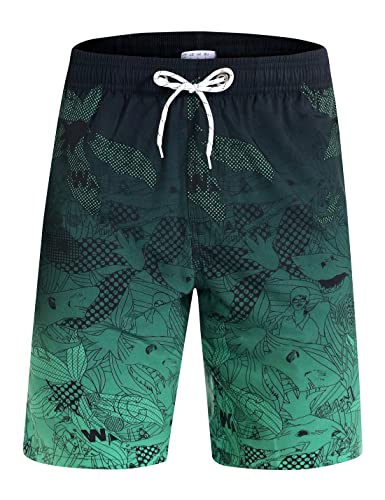 iCKER Herren Shorts Badehose Badeshorts Strand Shorts Beach Shorts Board Shorts Schnelltrocknend für Sommer,Grün SS1,3XL von iCKER