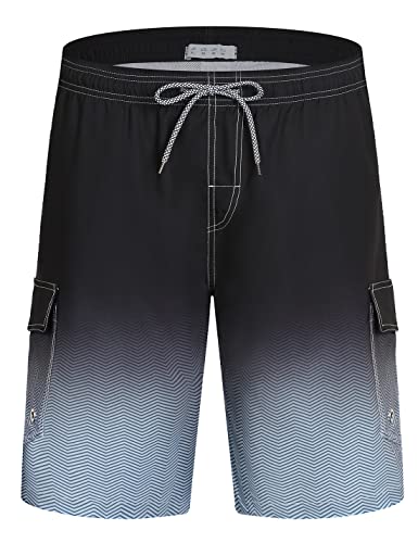 iCKER Herren Shorts Badehose Badeshorts Strand Shorts Beach Shorts Board Shorts Schnelltrocknend für Sommer,Schwarz-SAS,3XL von iCKER