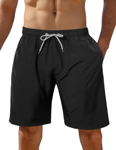 iCKER Herren Shorts Badehose Badeshorts Strand Shorts Beach Shorts Board Shorts Schnelltrocknend für Sommer,Schwarz-S3,M von iCKER