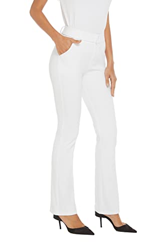 iChosy Damen Ease into Comfort Barely Bootcut Stretch Dress Pants, Weiß, 40 Kurz von iChosy