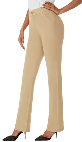 iChosy Damen Ease into Comfort Barely Bootcut Stretch Kleid Hose, Khaki, 44 Hoch von iChosy