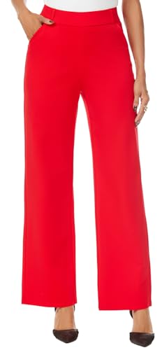 iChosy Damen-Schlupfhose mit weitem geradem Bein, lässige Hose mit Taschen, Rot/Ausflug, einfarbig (Getaway Solids), 50 von iChosy