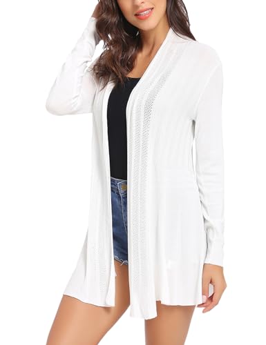 iClosam Strickjacke Damen Lang Elegant Casual Sommer Cardigan Langarmshirt Wasserfall Strickmantel von iClosam