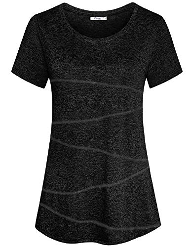 iClosam Sport Shirts für Damen Atmungsaktiv Stretch Funktionsshirt Rundhals Leicht Tshirt Schnelltrocknend Laufshirt von iClosam