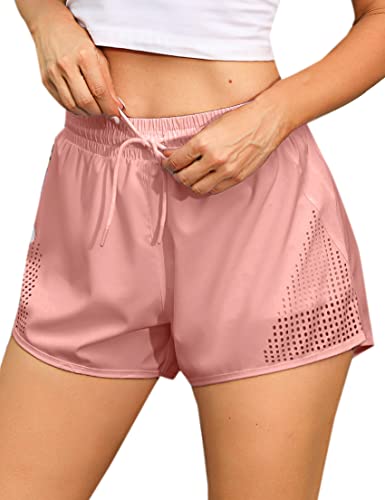 iClosam Damen 2 in 1 Sport Shorts Kurz Laufshorts Schnelltrocknende Turnhose Leichte Double Layers Fitnesshose Yogahose Hohe Elastizität und atmungsaktive S-XL von iClosam