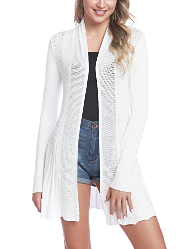 iClosam Strickjacke Damen Lang Cardigan Strickmantel Einfarbige Dünne Jacke Gestrickt Langarm Leicht Elegant Vorne Offen Sommer Strick Jacken von iClosam