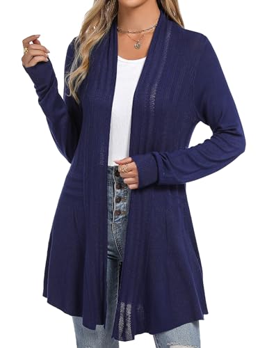 iClosam Strickjacke Damen Lang Cardigan Strickmantel Einfarbige Dünne Jacke Gestrickt Langarm Leicht Elegant Vorne Offen Sommer Strick Jacken von iClosam