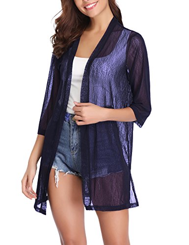 iClosam Cardigan Damen Sommer Strickjacken für Damen 3/4 Langarm Strandkleid Bikini Cover Up Bolero Kimono Sommerjacke Tops von iClosam