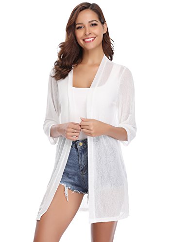 iClosam Cardigan Damen Sommer Strickjacken für Damen 3/4 Langarm Strandkleid Bikini Cover Up Bolero Kimono Sommerjacke Tops von iClosam