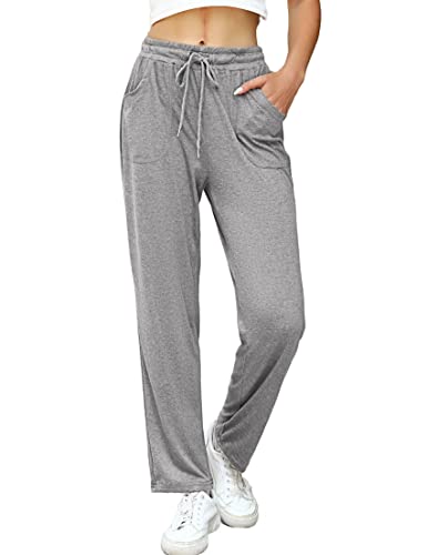 iClosam Damen Jogginghose Lang Freizeithose Sporthose Frauen Yoga Hosen Trainingshose Fitnesshose Sweathose Laufhosen Baumwolle mit Taschen und Verstellbarem Kordelzug von iClosam