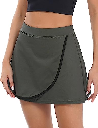 iClosam Tennisrock Damen Sportskort Hoher Taille Sport-Hosen Rock mit Taschen Hosenrock mit Innenshorts Dehnbar Skort mit Rock Kurzer Sport Rock für Sport Golf S-XXL von iClosam