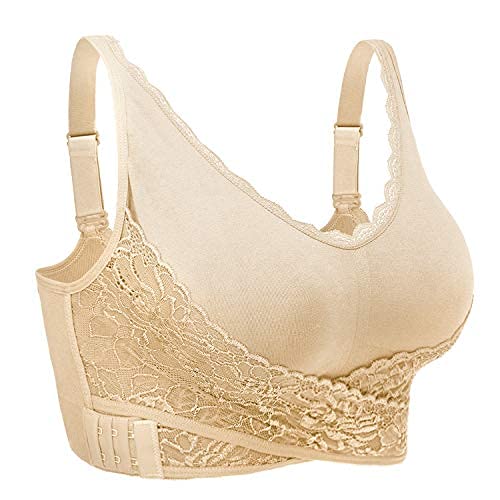 iClosam Damen-BHS Spitzen Bra Ohne Bügel Bustier mit Spitze Push Up Klassische BH für Frauen Comfy BH Bralette Lace Mit Polstern Bra Front Closure Gepolsterter BH Bequem L-3XL von iClosam