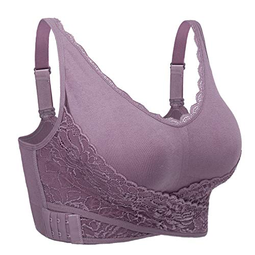 iClosam Damen-BHS Spitzen Bra Ohne Bügel Bustier mit Spitze Push Up Klassische BH für Frauen Comfy BH Bralette Lace Mit Polstern Bra Front Closure Gepolsterter BH Bequem L-3XL von iClosam