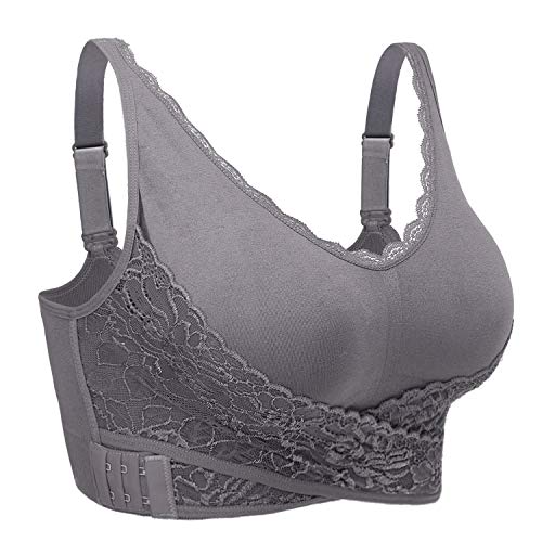 iClosam Damen Sport BH Spitzen Bra für Ohne Bügel Klassische BH für Frauen Bustier Spitzen Bra Bralette Lace Mit Polstern Bra Dünn Front Closure Push Up Gepolsterter BH Bequem L-3XL von iClosam