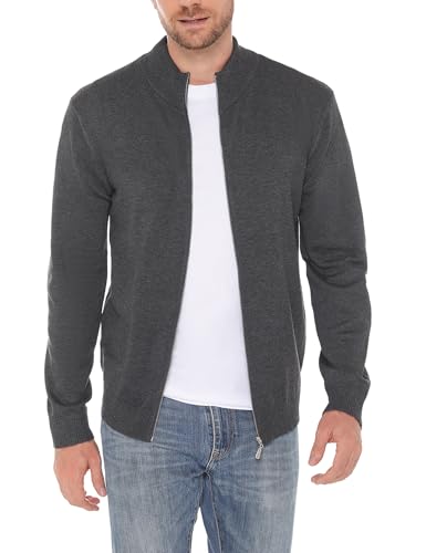 iClosam Herren Pullover Zip Winterpullover Reissverschluss Strickjacken für Herren Regular Fit Grau L von iClosam