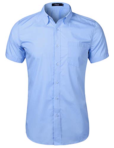 iClosam Leinenhemd Herren Hemd Kurzarm Sommerhemd Regular Fit Freizeithemden Klassisches Strand Leinen Shirt von iClosam