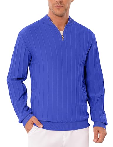 iClosam Herren Pullover mit 1/4 Reißverschluss Langarm Strickpullover Wärmend und Bequem von iClosam