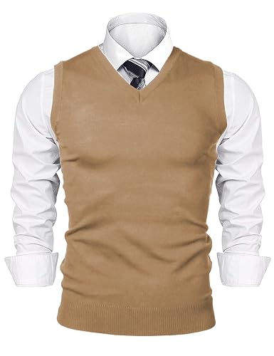 iClosam Pullunder Herren V-Ausschnitt Strickweste Ärmellose Strick Weste Pullover Regular Fit Männer Strickjacken Tanktops von iClosam