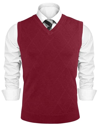 iClosam Herren Pullunder V-Ausschnitt Ärmellose Comfort Fit Baumwoll Strickweste Pulloverwestee Sleeveless Strickpullover von iClosam