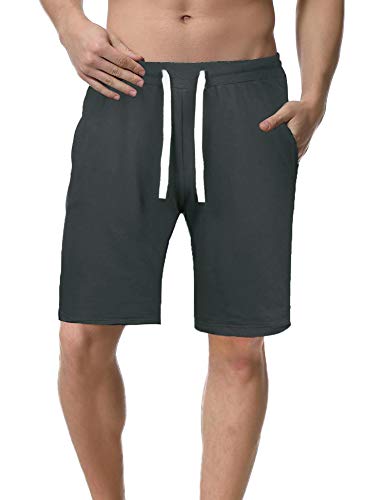 iClosam Herren Shorts Baumwoll Trainingshorts Freizeit Activewear-Shorts Bequeme Sportshorts mit Kordelzug und praktischen Taschen von iClosam