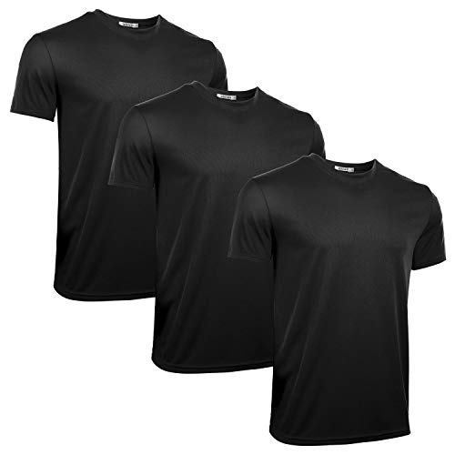 iClosam Herren Sportshirt 3 Pack Atmungsaktiv Kurzarmshirt für Männer, Schwarz+schwarz+schwarz, XL von iClosam