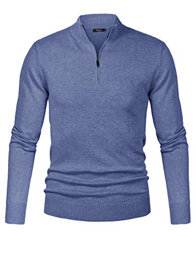 iClosam Herren Strickpullover Winter Männer Pullover Arbeitspullover Zip Business Pullover Blaugrau XXL von iClosam