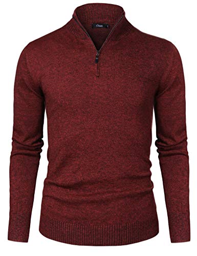 iClosam Herren Strickpullover Slim Fit Pullover Mit Stehkragen Und Reißverschluss von iClosam