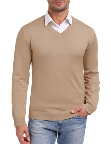 iClosam Pullover Herren Winter Herrenpullover Strick Warm Winterpullover Männer Einfarbig Pulli Khaki XXL von iClosam