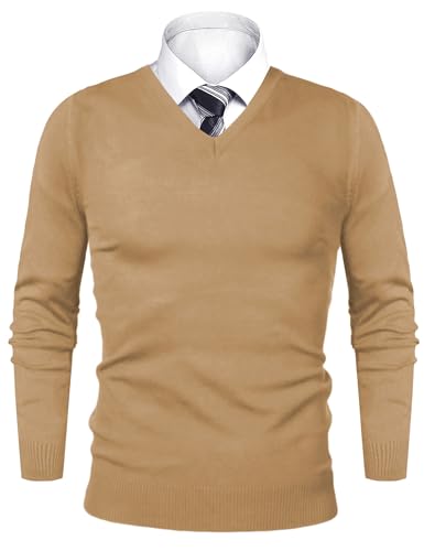 iClosam Herren V-Neck Pullover Klassischer Strickpullover Herbst Winter Outfit von iClosam