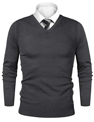 iClosam Herren V-Neck Strickpullover Weicher Baumwollpullover Lässiger Look von iClosam