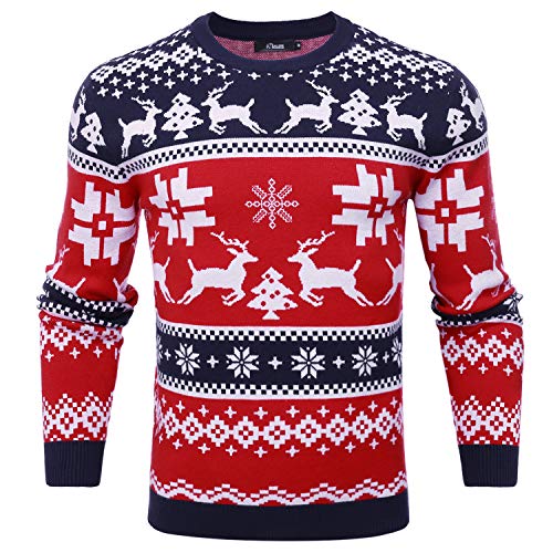 iClosam Herren Weihnachtspullover Sweater Christmas Pullover Rundhals Warme Strickpulli für Weihnachten von iClosam