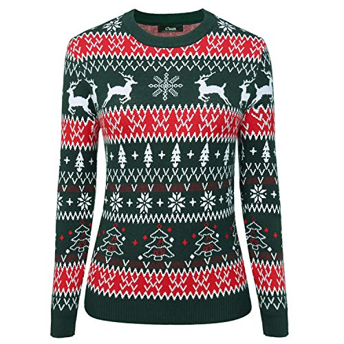 iClosam Weihnachtspullover Damen Strickpullover Langarm, Ugly Christmas Sweater Damen Weihnachtspulli Lustige Strick Pullover mit Rundhalsausschnitt von iClosam