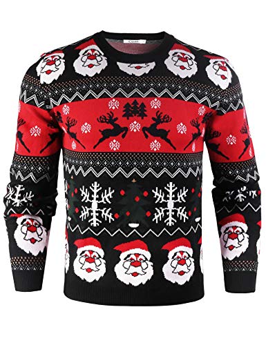 iClosam Herren Weihnachtspullover Strickpullover Langarm, Ugly Christmas Sweater Herren Weihnachtspulli, Lustige Strick Christmas Sweater, Pullover mit Rundhalsausschnitt von iClosam