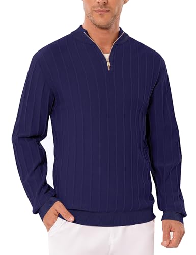 iClosam Klassischer Herren Pullover Langarm Strickpullover mit 1/4 Reißverschluss Elegantes Design Ideal für Alltag und Freizeit von iClosam
