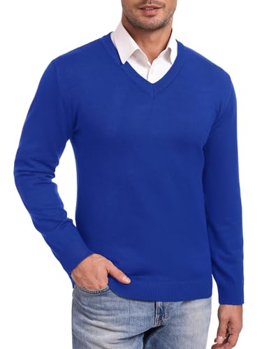 iClosam Strickpullover Herren Langarm Herrenpullover mit V Ausschnitt Winter Pullover Slim Fit Hellblau M von iClosam