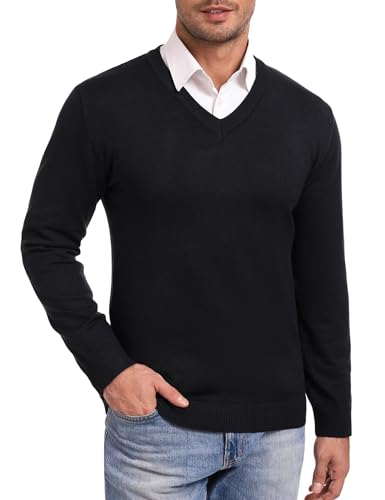 iClosam Herren Pullover Strickpullover Langarm Herrenpullover Winter Männer Slim Fit Pulli Schwarz M von iClosam