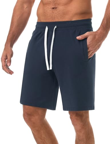 iClosam Kurze Hosen Herren Sporthose Jogginghose Shorts Bermuda Sommer Baumwolle Stretchstoff Sport Shorts mit Kordelzug und praktischen Taschen von iClosam