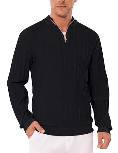iClosam Männer Pullover Langarm Strickpullover mit 1/4 Zipper Neck Stilvolles Design Hochwertige Baumwolle für Komfort von iClosam