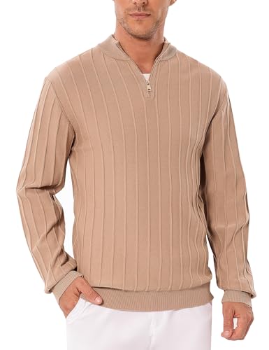 iClosam Männer Pullover Langarm Strickpullover mit Halbzipper Perfekt für Herbst- und Wintertage Pflegeleichte Baumwolle von iClosam