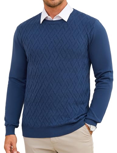 iClosam Modischer Herrenpullover, Weicher Langarm Strickpullover mit Karomuster and Rundhals, H-Schnitt Basic Pulli für Männer im Herbst and Winter von iClosam