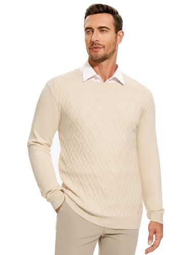 iClosam Pullover Herren Langarm, Klassischer Rundhals Pulli kariert, Bequem and Pflegeleicht, Elastisches Material Langarm Pullover Männer klassisch, geeignet für Freizeit & Arbeit von iClosam