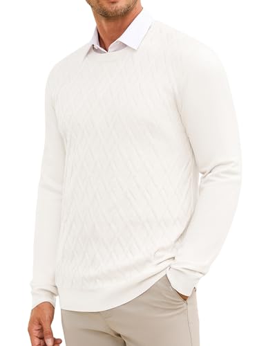 iClosam Pullover Herren Langarm Rundhals Strickpullover Herren Winter Klassischer Scheck Basic Pulli Ideal für Freizeit & tägliches Tragen von iClosam