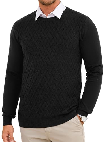 iClosam Pullover Herren Langarm Rundhals Strickpullover Herren Winter Klassischer Scheck Basic Pulli Ideal für Freizeit & tägliches Tragen von iClosam