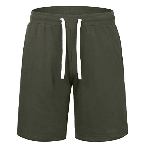 iClosam Herren Shorts Baumwoll Trainingshorts Freizeit Activewear-Shorts Bequeme Sportshorts mit Kordelzug und praktischen Taschen von iClosam