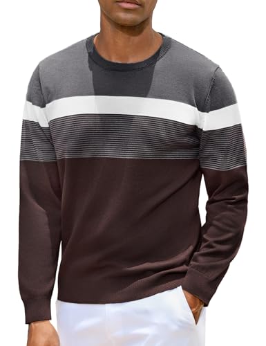 iClosam Streifen Strickpullover Herren Rundhals Langarmpullover Basic Pulli Mischgewebe Winter Wärmepullover Männer Freizeit Sweater,Braun,L iClosam Streifen Strickpullover Herren Rundhals Langarmpullover Basic Pulli Mischgewebe Winter Wärmepullover Männer Freizeit Sweater,Braun,L von iClosam