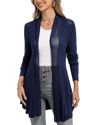 iClosam Cardigan Damen Sommer leichte Lange Strickjacke Vintage Klassisch elegant Strickjacken von iClosam